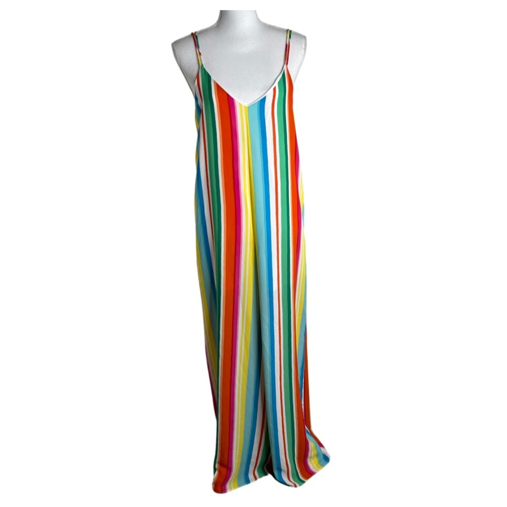 Palms Away by Red Dress Boutique Rainbow Flowy Jumpsuit Size S NWT